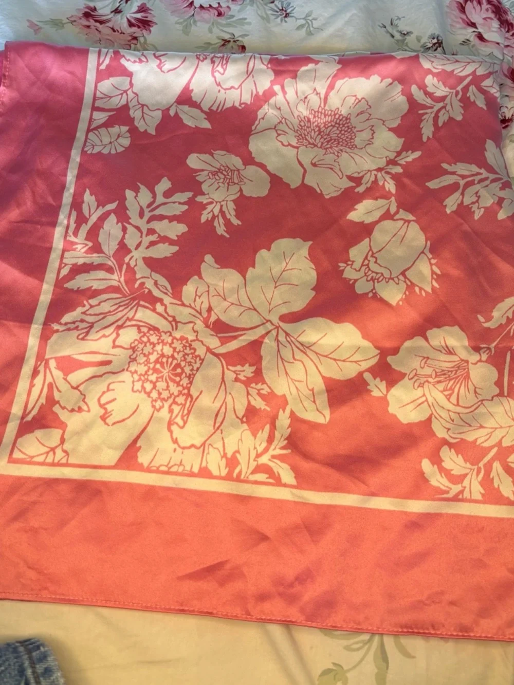 Old Navy Pink and Cream Floral Scarf